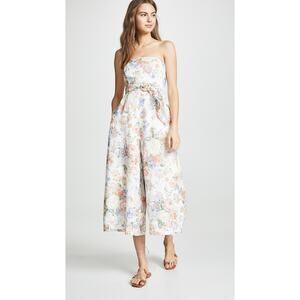Zimmermann Bowie Strapless Jumpsuit Cream Floral size 1 US 4